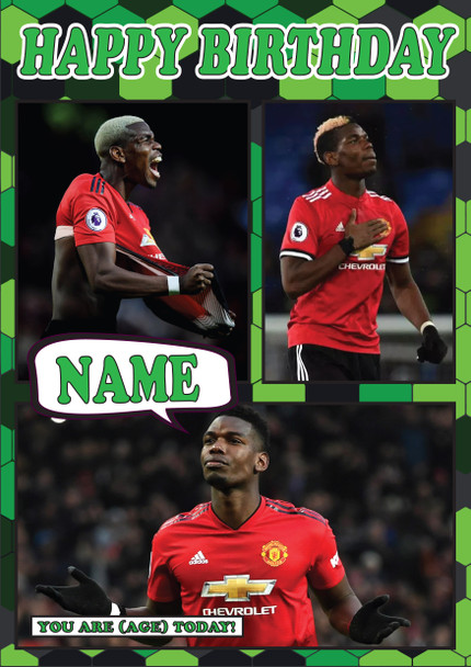 Paul Pogba Celebrity Fan Football Birthday Card