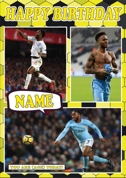 Raheem Sterling Celebrity Fan Football Birthday Card