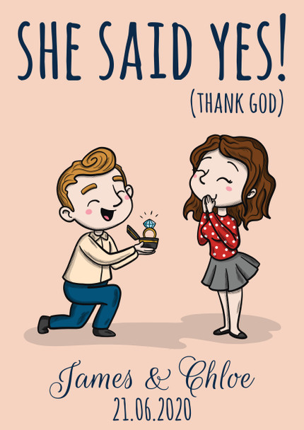 She Said Yes Thank God Birthday Card