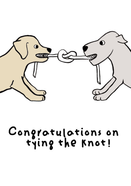 Congratulations On Tying The Know Dog Puppy Birthday Card