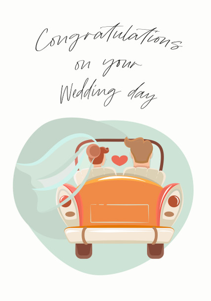 Congratulations On Your Wedding Day Bride Groom Car Birthday Card
