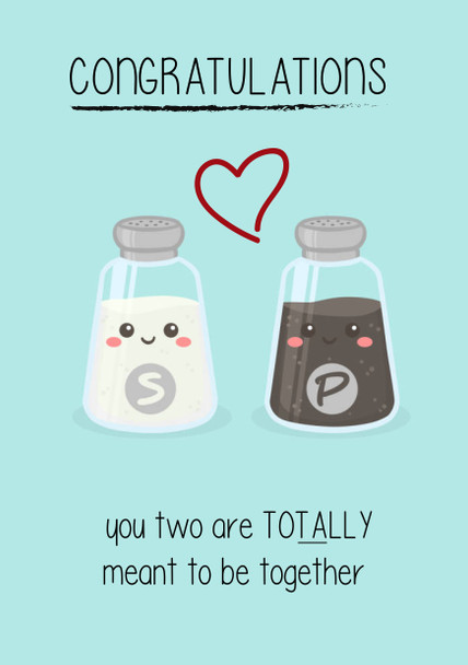 Congratulations You Two Are Totally Meant To Be Together Sat And Pepper Birthday Card