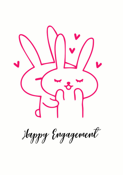 Engagement Pink Bunnies Birthday Card