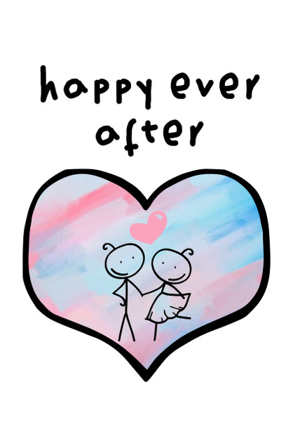 Happy Ever After Sketch Love Heart Birthday Card