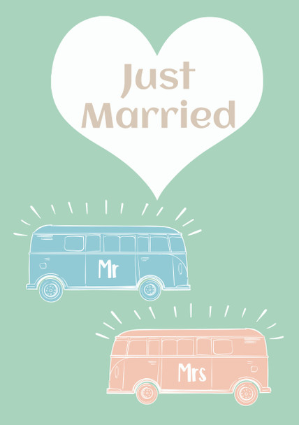 Just Married Camper Vans Birthday Card