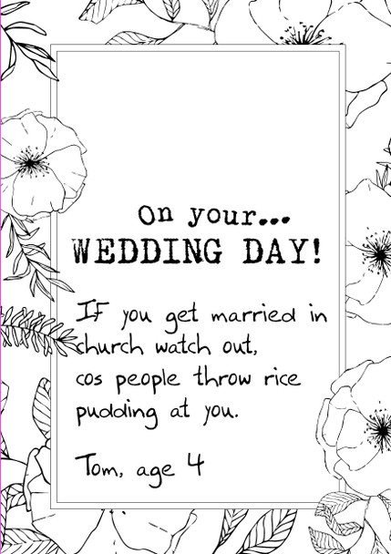 On Your Wedding Day Watchout At Church As People Throw Rice Pudding Birthday Card