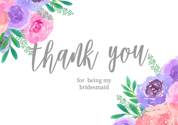 Thank You For Being My Bridesmaid Landscape Birthday Card