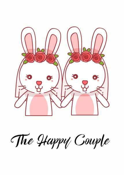 The Happy Couple Bunny Rabbits Birthday Card