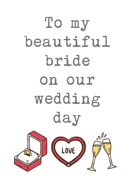 To My Beautiful Bride On Our Wedding Day Birthday Card