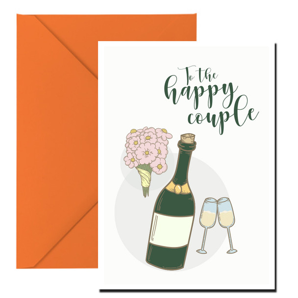 To The Happy Couple Champagne And Flowers Birthday Card