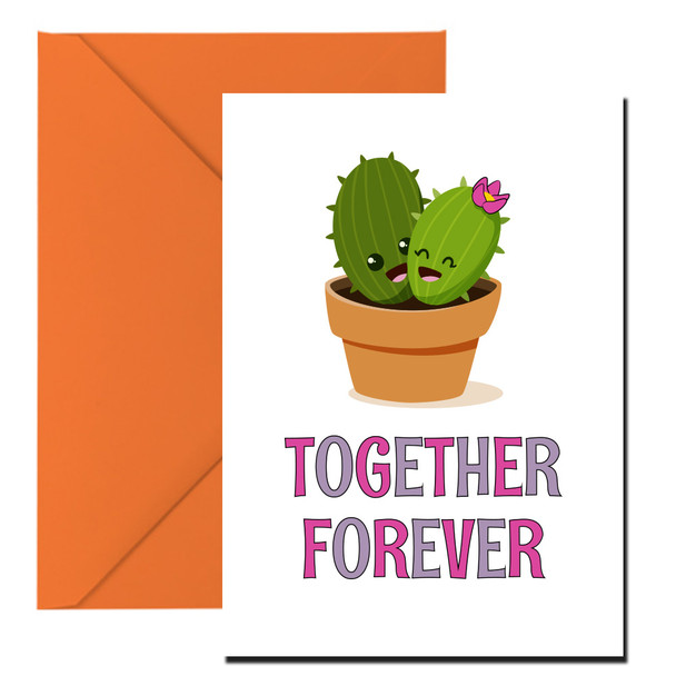 Together Forever Cute Cactus Birthday Card