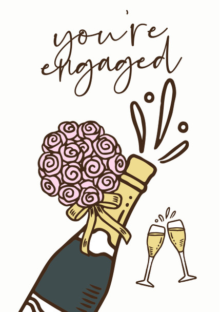 Youre Engaged Champagne Bottle Birthday Card
