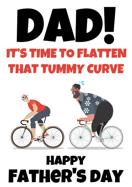 Funny Fathers Day Card 40 Dad! Its Time To Flatten That Curve