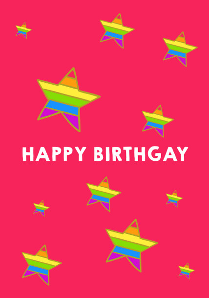 Happy Birthgay Stars Gay Lgbt Birthday Card