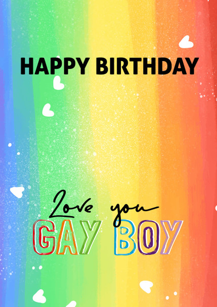 Rainbow Gay Boy Card Gay Lgbt Birthday Card