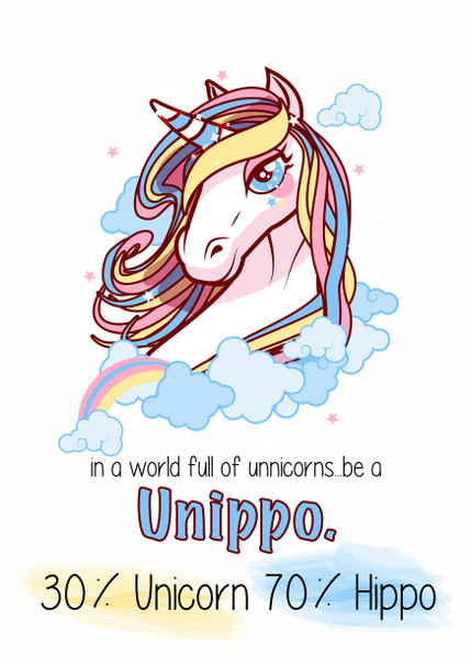 Unippo Unicorn And Hippo Gay Lgbt Birthday Card