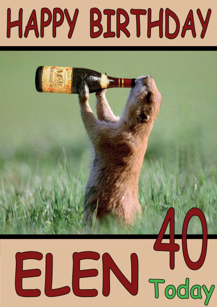 Funny Beaver Drinking From Bottle Birthday Card
