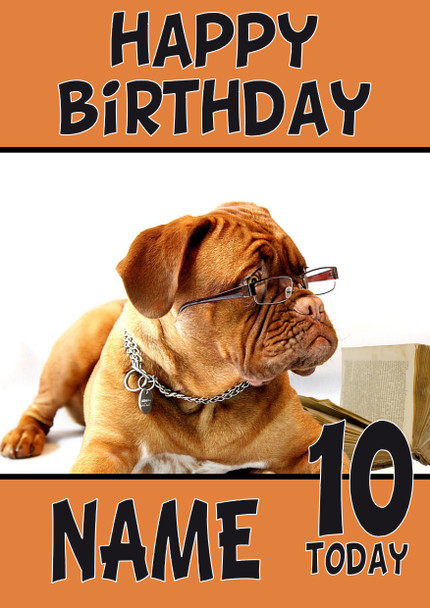 Funny Boxer Dog Glasses Birthday Card