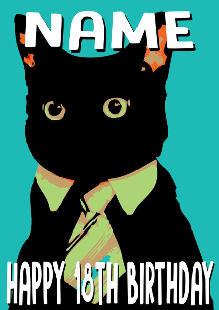 Funny Cartoon Cat Tie Birthday Card