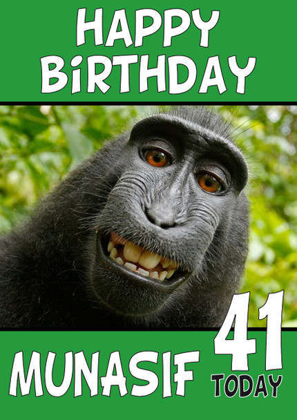 Funny Monkey Cheese Birthday Card