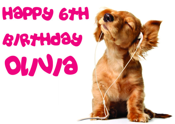 Funny Music Puppy Birthday Card