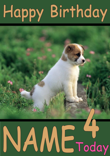 Funny Puppy In Field Birthday Card