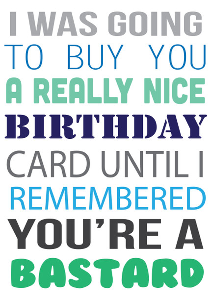 I Was Ging To Buy You A Really Nice Card But You're A Bastard Birthday Card