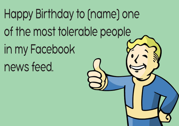 Most Tolerable Person In My Facebook News Feed Birthday Card