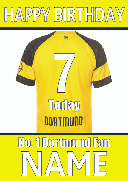 Personalised Dortman Fan Football Birthday Card