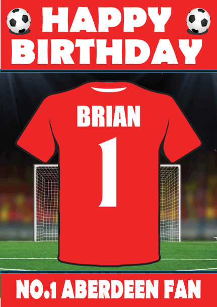 Personalised Football Fan Card Aberdeen Football Birthday Card