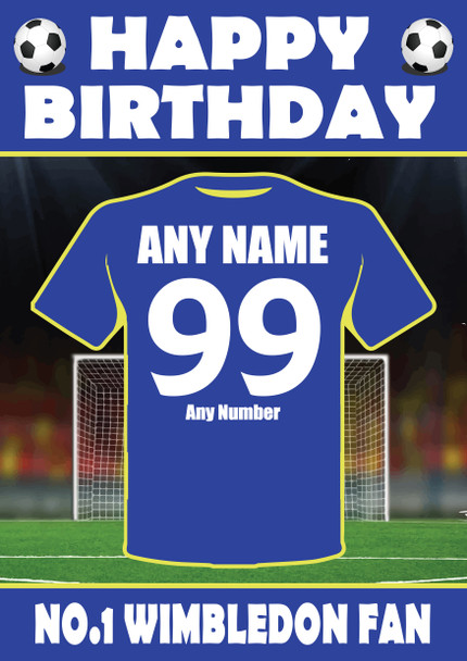 Personalised Football Fan Card Afc Wimbledon Football Birthday Card