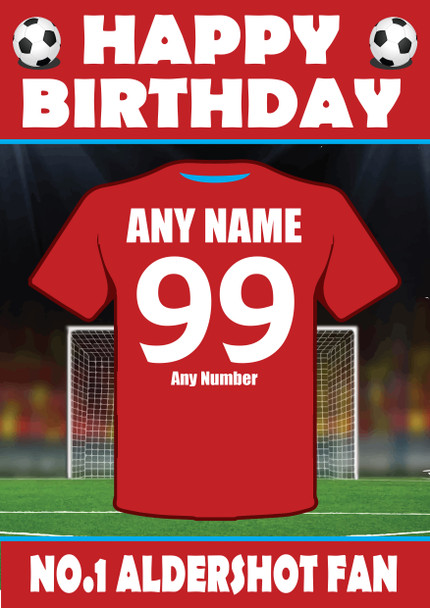 Personalised Football Fan Card Aldershot Football Birthday Card