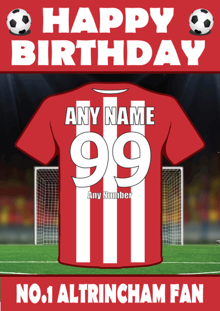 Personalised Football Fan Card Altrincham Football Birthday Card