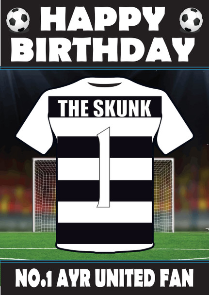 Personalised Football Fan Card Ayr United Football Birthday Card