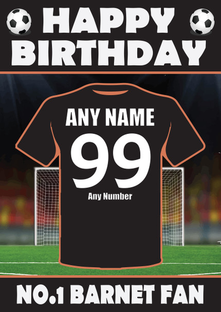 Personalised Football Fan Card Barnet Football Birthday Card
