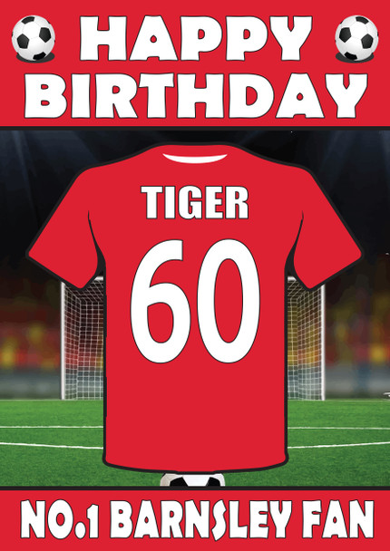 Personalised Football Fan Card Barnsley Football Birthday Card