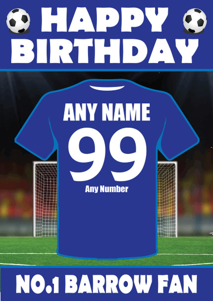 Personalised Football Fan Card Barrow Football Birthday Card