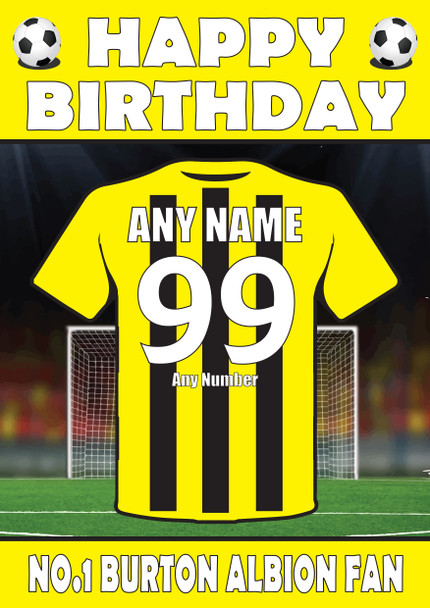 Personalised Football Fan Card Burton Alboin Football Birthday Card