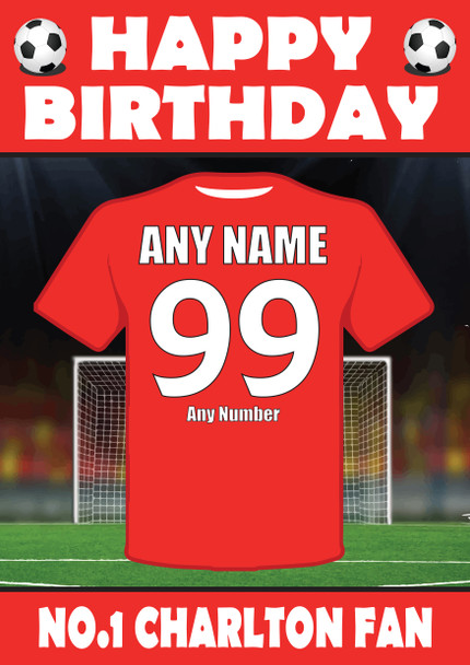 Personalised Football Fan Card Charlton Football Birthday Card