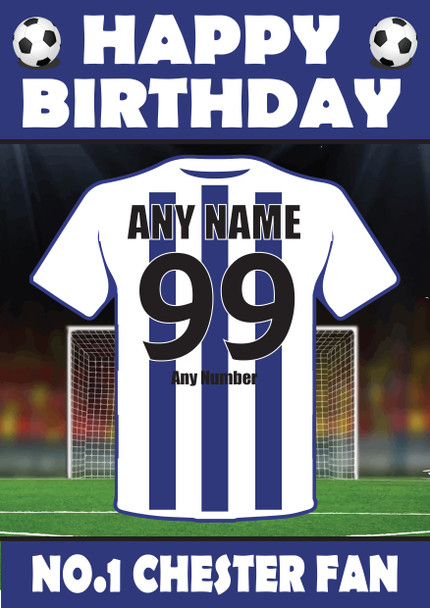 Personalised Football Fan Card Chester Football Birthday Card