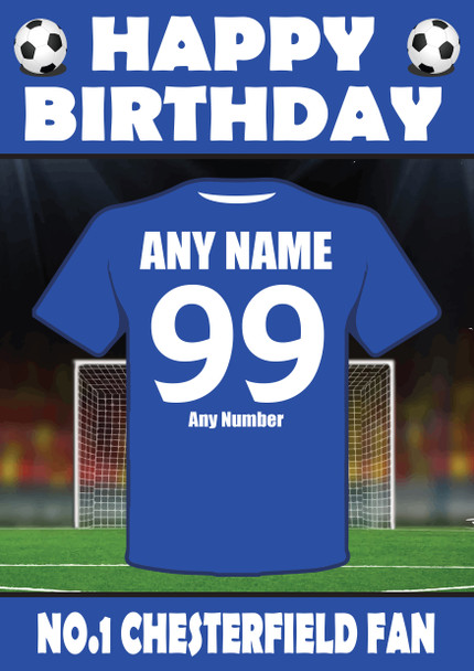 Personalised Football Fan Card Chesterfield Football Birthday Card