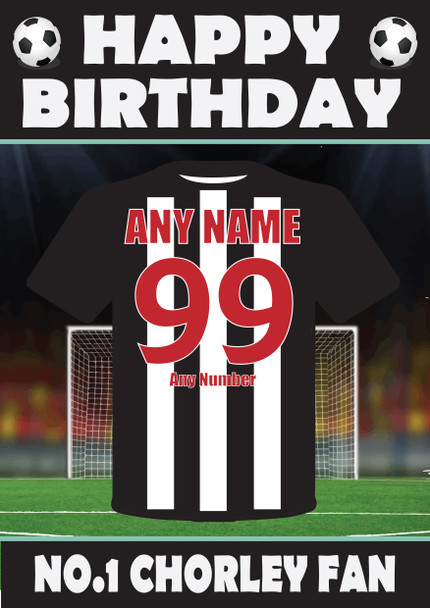 Personalised Football Fan Card Chorley Football Birthday Card