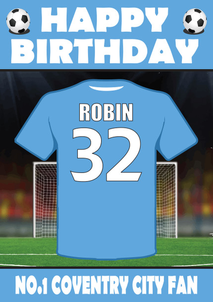 Personalised Football Fan Card Coventry City Football Birthday Card