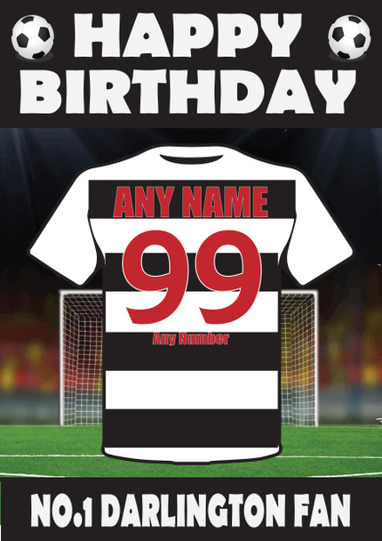 Personalised Football Fan Card Darlington Football Birthday Card