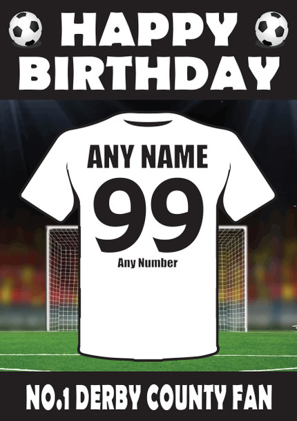 Personalised Football Fan Card Derby Football Birthday Card