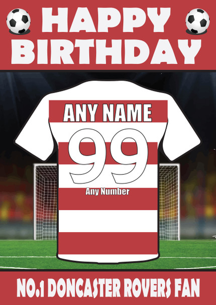 Personalised Football Fan Card Doncaster Rovers Football Birthday Card