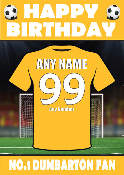 Personalised Football Fan Card Dumbarton Football Birthday Card