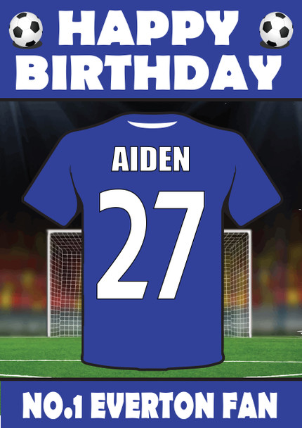 Personalised Football Fan Card Everton Football Birthday Card