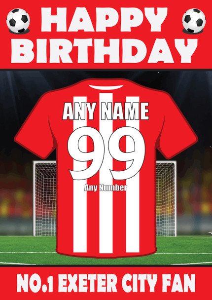 Personalised Football Fan Card Exeter City Football Birthday Card