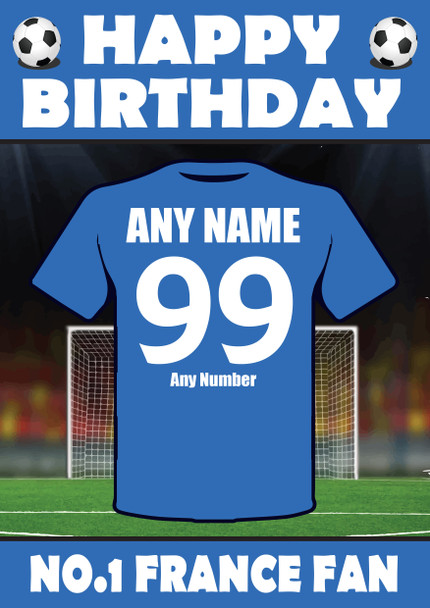 Personalised Football Fan Card France Football Birthday Card